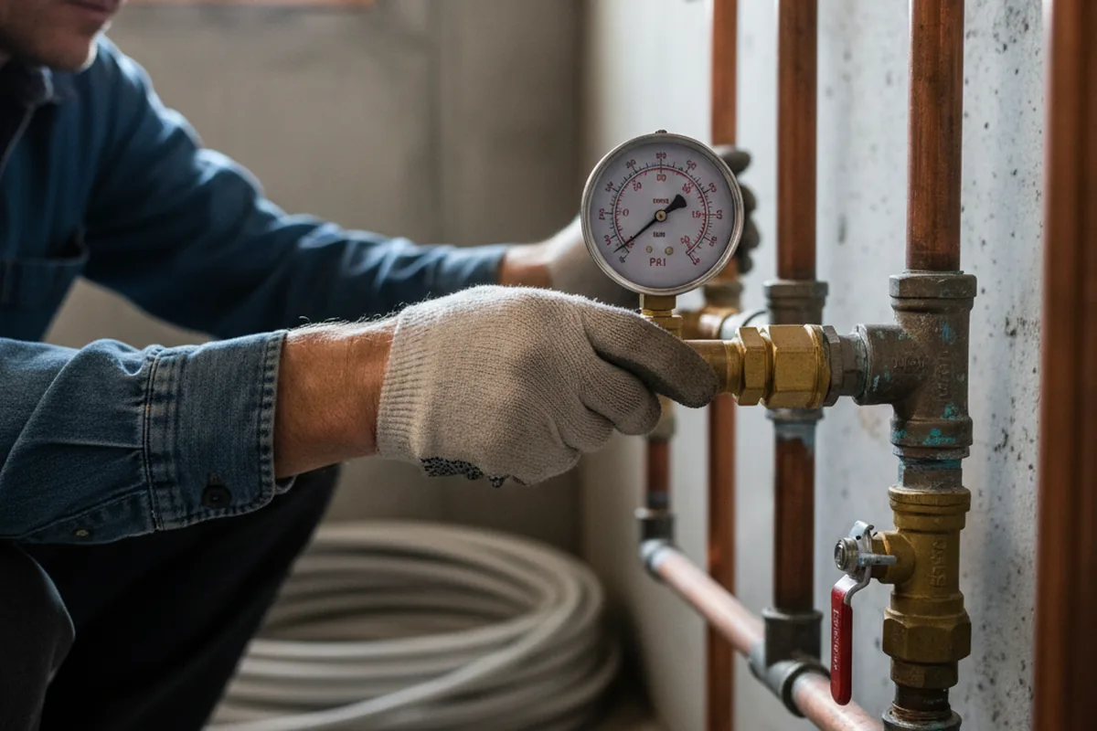 Pressure testing a repaired line during Water Line Repair in Shandon
